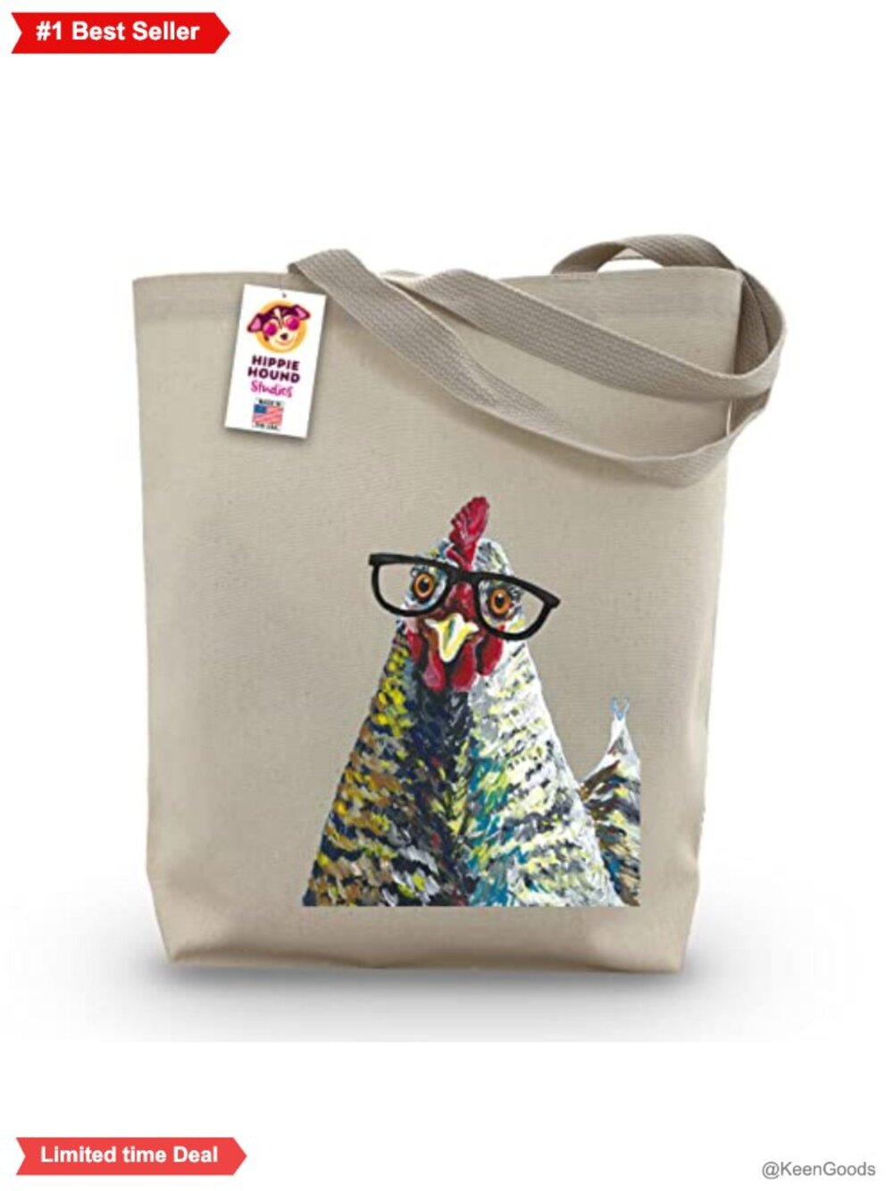 Chicken Canvas Tote Bag Handmade USA Farm Reusable Shopping Bag Heavyweight